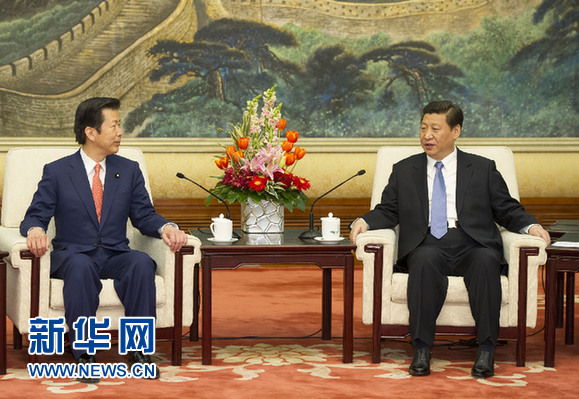 2013年1月25日，中共中央總書記習近平在北京人民大會堂會見日本公明黨黨首山口那津男。