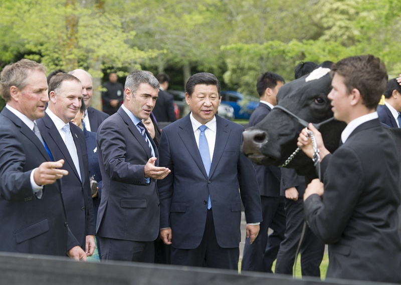 11月21日，國家主席習(xí)近平在新西蘭總理約翰·基陪同下，在奧克蘭參觀新西蘭農(nóng)牧業(yè)技術(shù)展。 新華社記者 謝環(huán)馳 攝