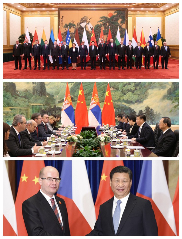 11月26日，國家主席習(xí)近平在北京人民大會堂集體會見來華出席第四次中國－中東歐國家領(lǐng)導(dǎo)人會晤的中東歐16國領(lǐng)導(dǎo)人。習(xí)近平在北京人民大會堂會見塞爾維亞總理武契奇、捷克總理索博特卡。新華社記者 龐興雷、馬佔成、謝環(huán)馳 攝