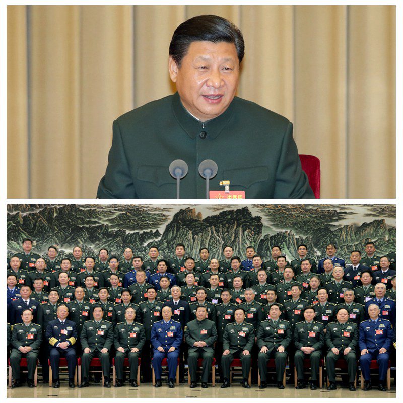 中央軍委改革工作會(huì)議11月24日至26日在京舉行。中共中央總書記、國(guó)家主席、中央軍委主席、中央軍委深化國(guó)防和軍隊(duì)改革領(lǐng)導(dǎo)小組組長(zhǎng)習(xí)近平出席會(huì)議並發(fā)表重要講話。習(xí)近平親切接見會(huì)議代表，同大家合影留念。新華社記者 李剛 攝