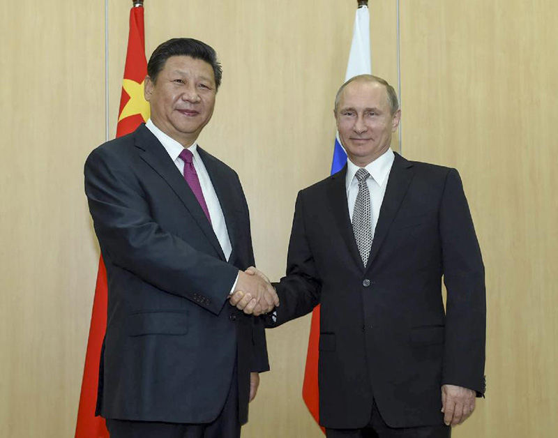 7月8日，國家主席習(xí)近平在俄羅斯烏法會見俄羅斯總統(tǒng)普京。新華社記者 李學(xué)仁 攝