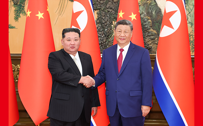 習(xí)近平同朝鮮勞動(dòng)黨總書記、國(guó)務(wù)委員長(zhǎng)金正恩舉行會(huì)談