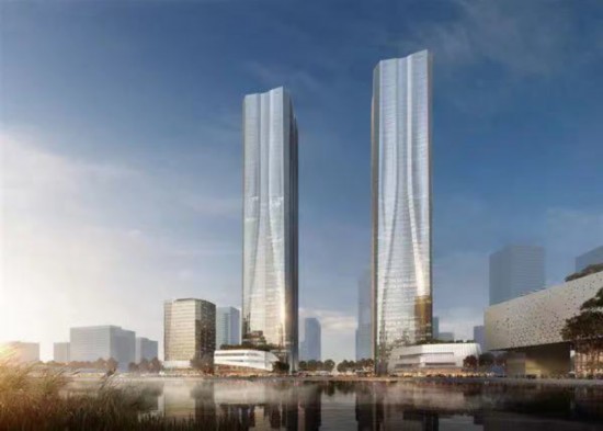 上海在建最高雙塔——張江“科學(xué)之門”效果圖。上海發(fā)布圖