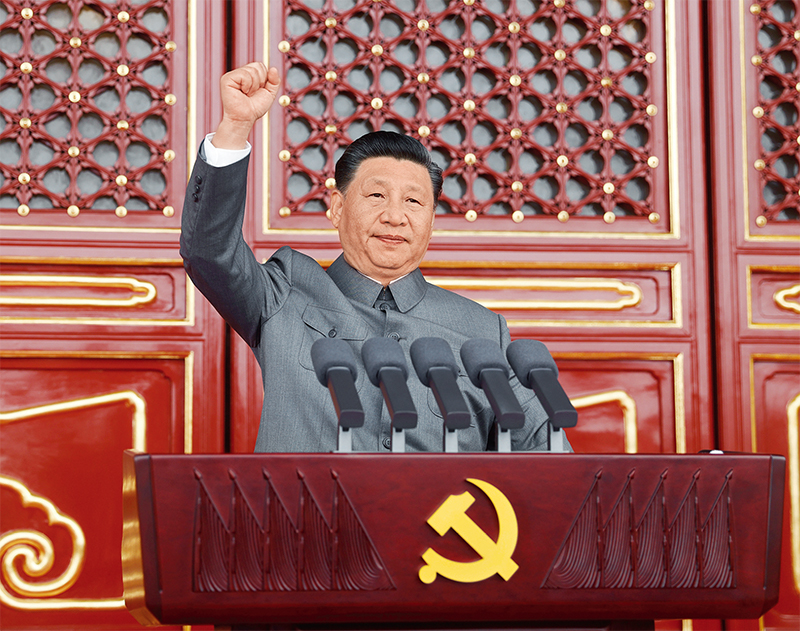 　2021年7月1日，慶祝中國(guó)共產(chǎn)黨成立100周年大會(huì)在北京天安門廣場(chǎng)隆重舉行。中共中央總書記、國(guó)家主席、中央軍委主席習(xí)近平發(fā)表重要講話。 新華社記者 鞠鵬/攝